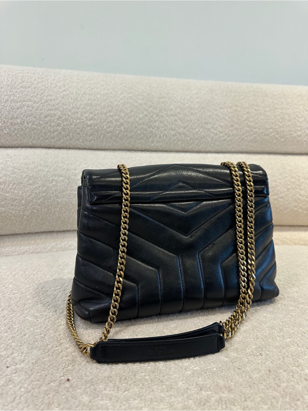 Saint Laurent YSL Loulou Small Black Chevron Quilted Leather Bag Gold Hardware - Picture 9 of 14